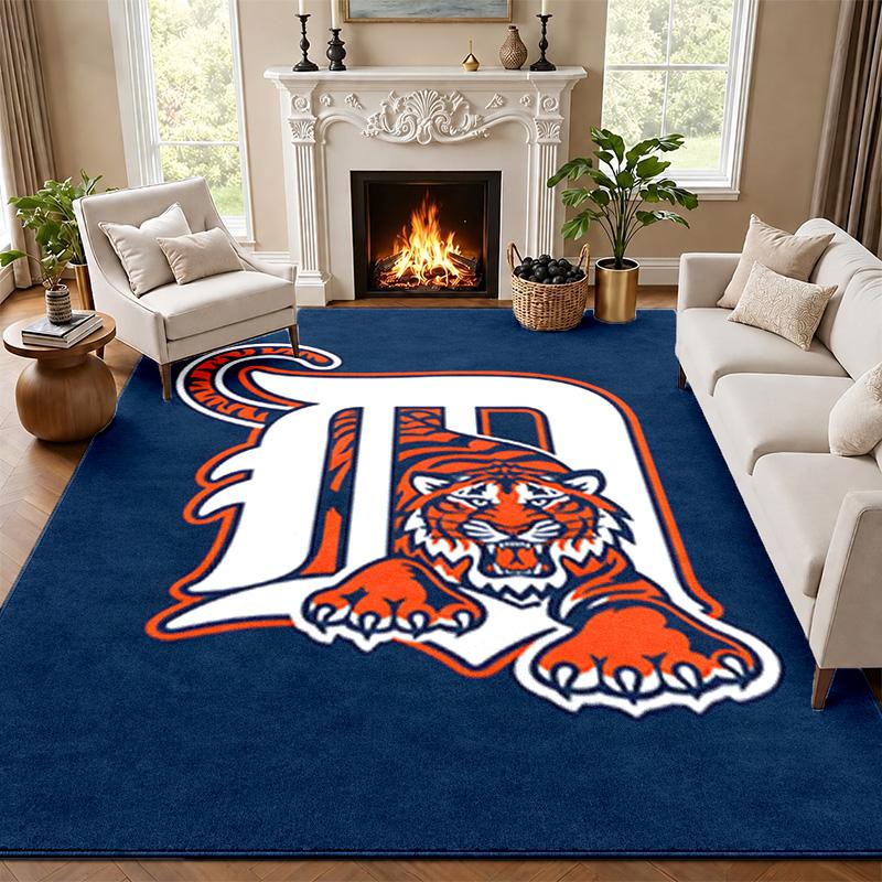 Detroit Tigers Teppich Fußmatte für Wohnzimmer oder Schlafzimmer Schutzmatte unter dem Stuhl Bürodeko Weihnachtsgeschenk Geburtstagsgeschenk