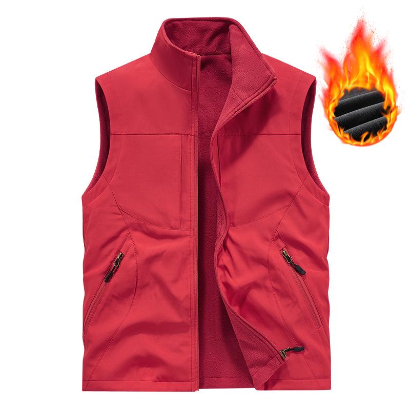 Gilet de pêche imperméable et coupe-vent double face pour homme avec doublure en velours
