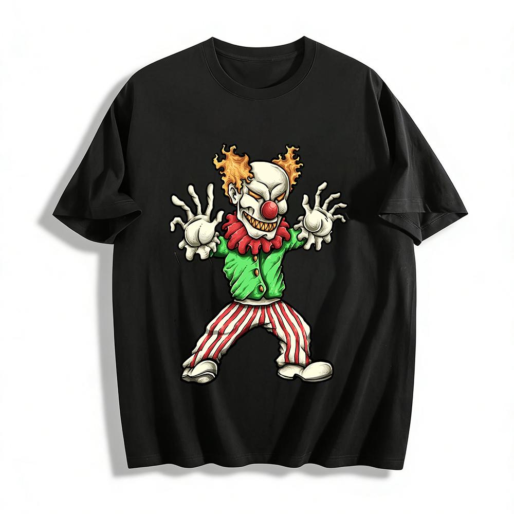 Scary Clown Print Trendy Cool Casual Top For Men And Women Pure cotton T-shirt XXS