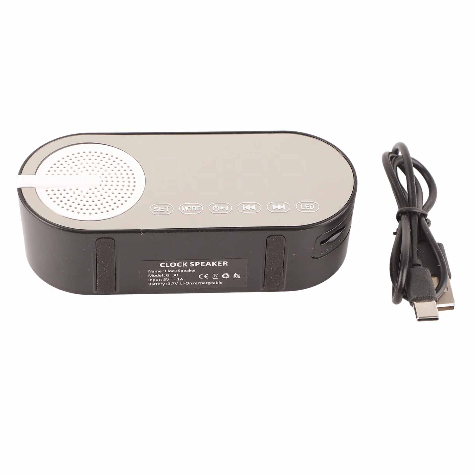 

Bluetooth 5.0 Динамик Зеркальные Часы Тяжелые Басы FM Радио Перезаряжаемые Цифровые Часы-Будильник с Цветом Black