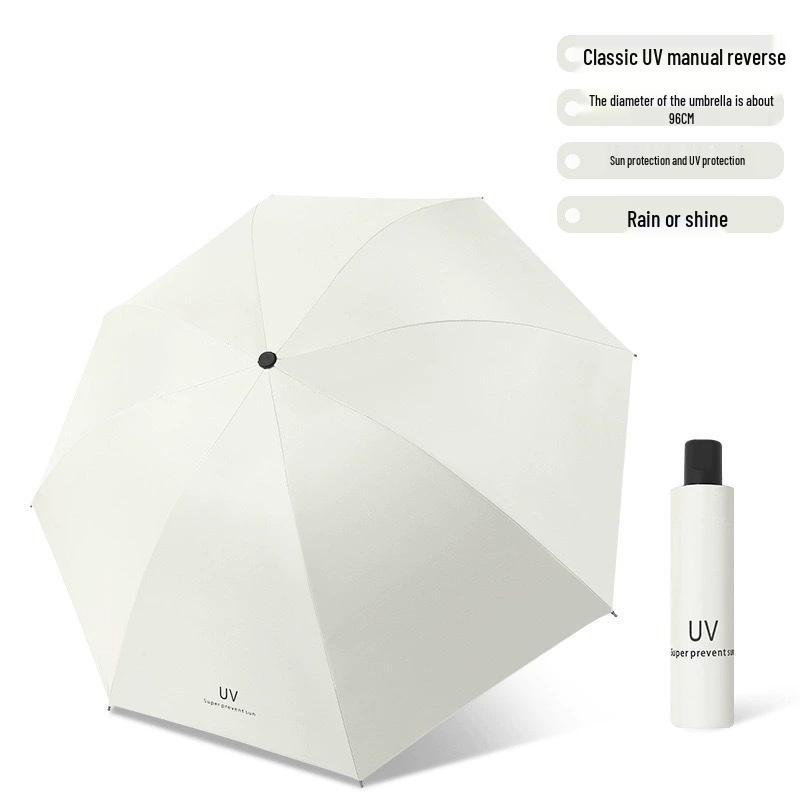 Custom Women's UV Black Glue Sun Protection Umbrella - Three-Fold Design for Rain or Shine with Logo Options
