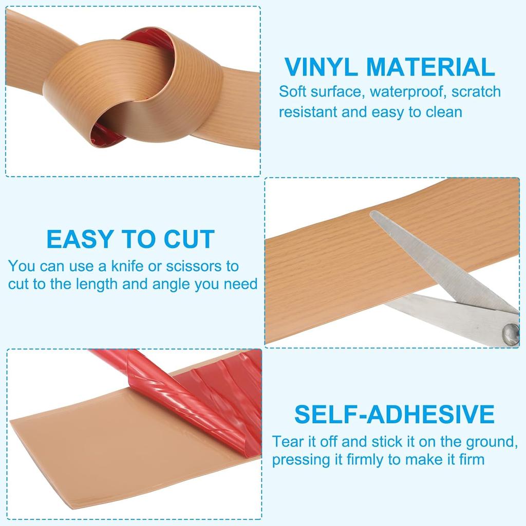 1PC 2M/78.74in Carpet To Tile Floor Transition Strip Self Adhesive Wear-resistant Edging Trim Strip PVC Threshold Cover Doorway