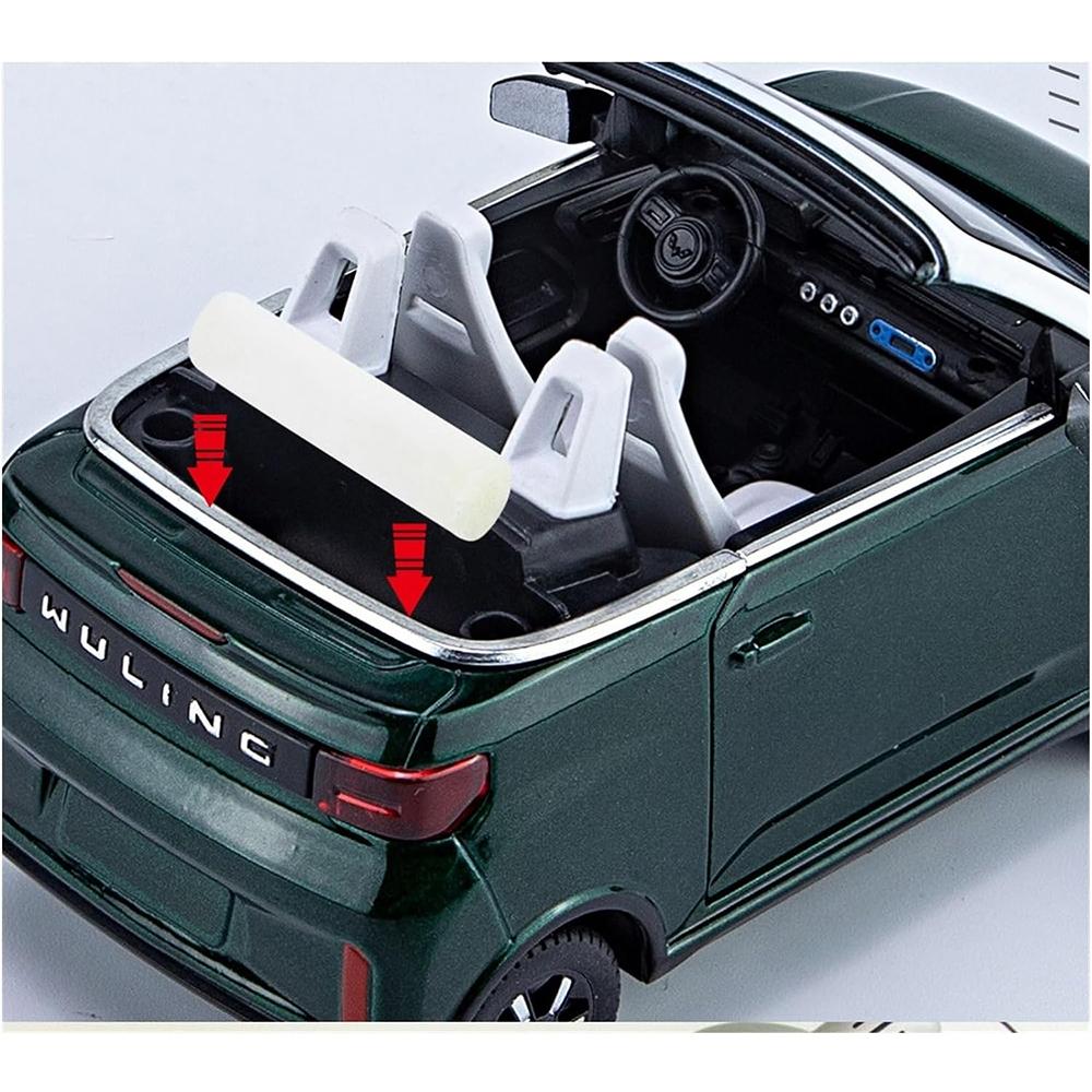 1/24 Scale WuLing MINI EV Simulation Car Decoration,Alloy Die Cast Truck Static Electricity Can Open The Door Toy Car Adult Gift for Collection Lovers