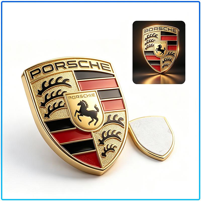 1Pcs Metal Texture Porsche Shield Badge Waterproof Anti-Fade Decor Sticker Fit All Porsche Sedan SUV Sports Car Interior Modification