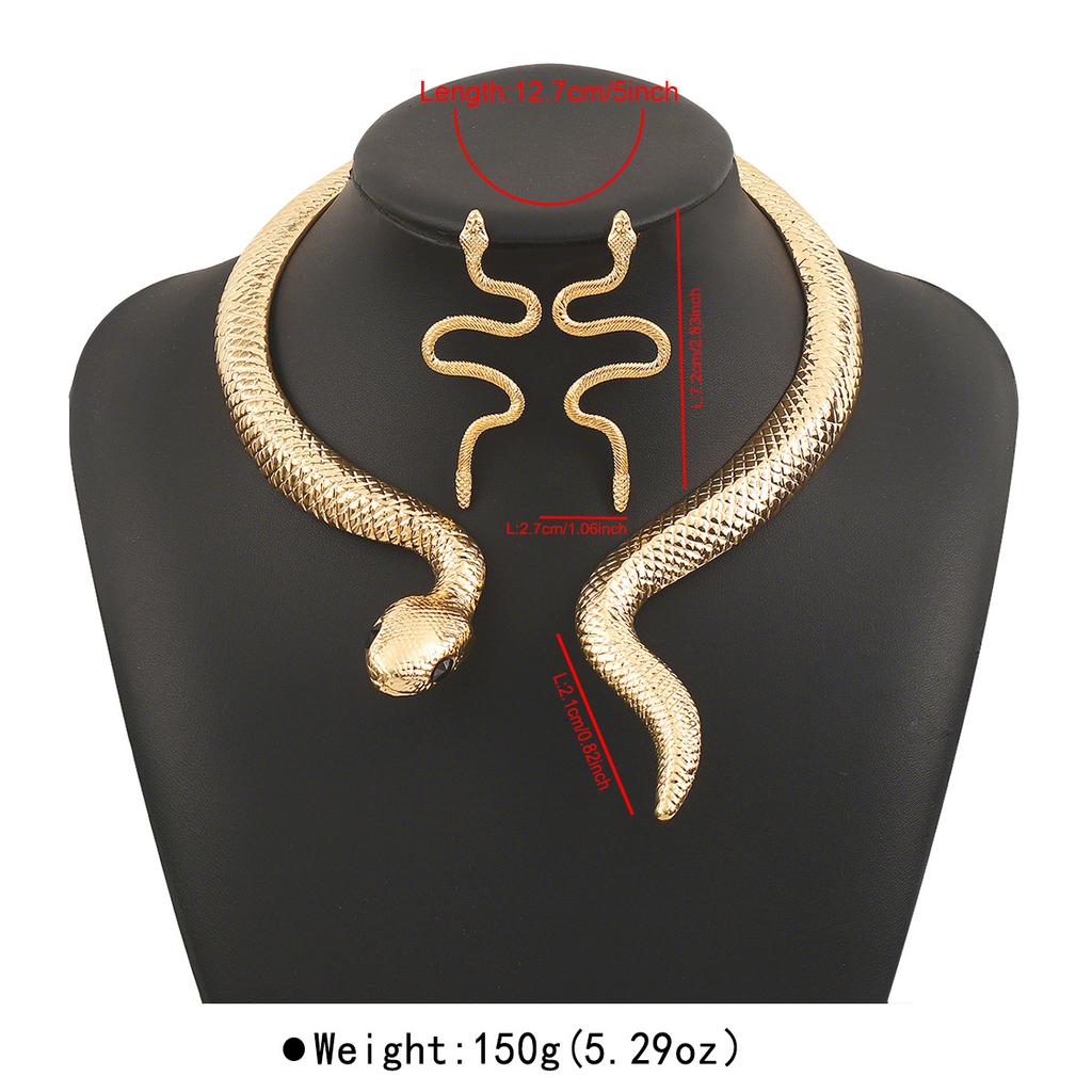 N Retro Schlange Mode Kreative Ohrringe Halskette, Personalisierter Schwerindustrie Legierung Schmuck