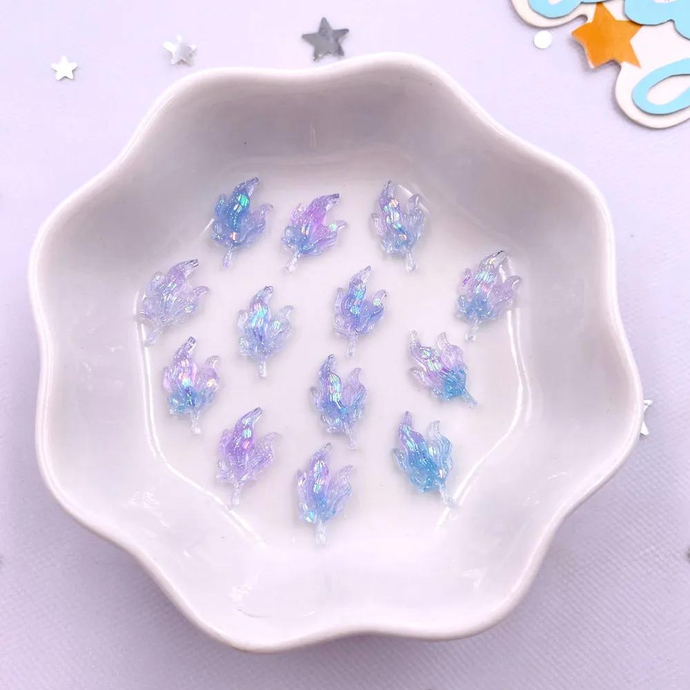 100Pcs Resin Colorful Mini Luminous Mermaid Nail Charms Glow Shell Ocean Flat Back Rhinestone Art Decor Accessorie DIY Scrapbook