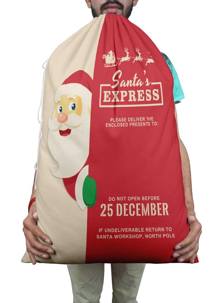 Printtoo 2 Pcs Santa Gift Sack for Kids Presents Xmas Bag Christmas Sack Personalized Bags Large 27x20 Inch