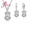 925 Sterling Silver Jewelry Sets For Women Wedding AAA Crystal Zircon Engagement Hoop Earring + Pendant Necklace Fashion Set