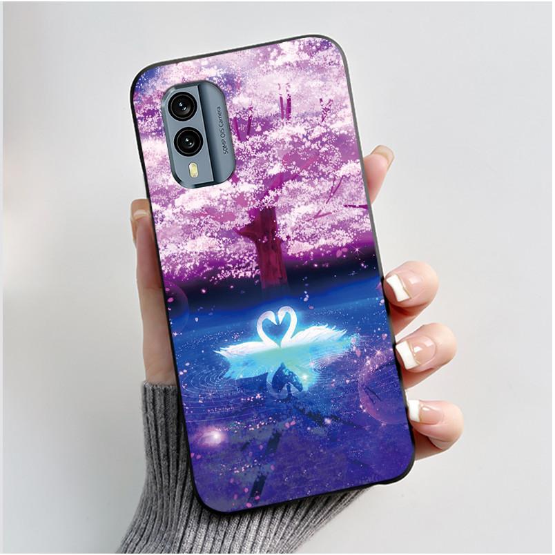 Casing For Nokia X30 5G Case Aesthetic Fashion Cute Cat Astronaut Cartoon Black Silicone Soft Shockproof Phone Case Back Cover