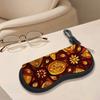 2D-Bohemian Autumn Floral Print Protective Sunglasses Case, Vintage Mandala Style Eyeglasses Storage Pouch, Portable Zipper Eyewear Organizer Box