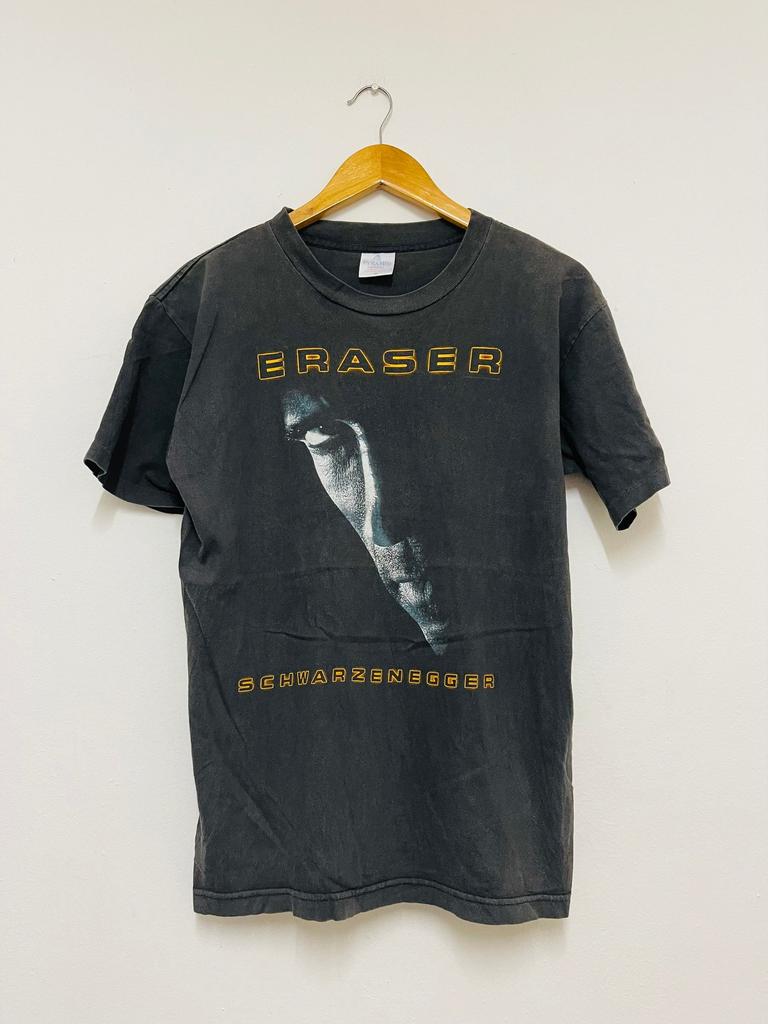 Vintage 90s Eraser 1996 Arnold Schwarzenegger Film T-Shirt / Movie / Streetwear / Rare / Black / M / American Movie / 90s Actor / Olympian
