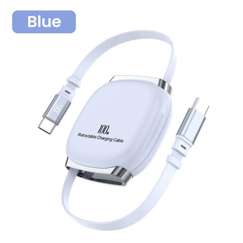 100W Retractable Type C To Type C Cable PD Fast Charging Phone Cable For Iphone 15 16 Samsung Notebook USB C Data Cable Wire
