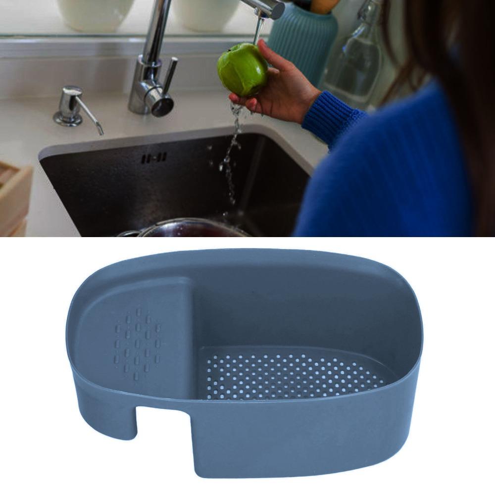 Plastic Sink Drain Basket Saddle Shape Hanging Hook Kitchen Strainer Basket Drain Holes Trays Wet and Dry Separation