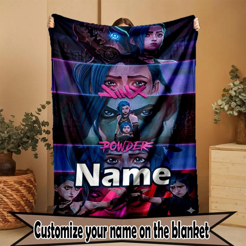 Custom Name Personalized Jinx Print Blanket, Home Decor, Bedroom, Sofa, Camping, Couch, Gifts for Birthday Christmas