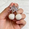 Super flash New Year's snowflake plush stud earrings design advanced sense exquisite temperament sweet earrings earrings