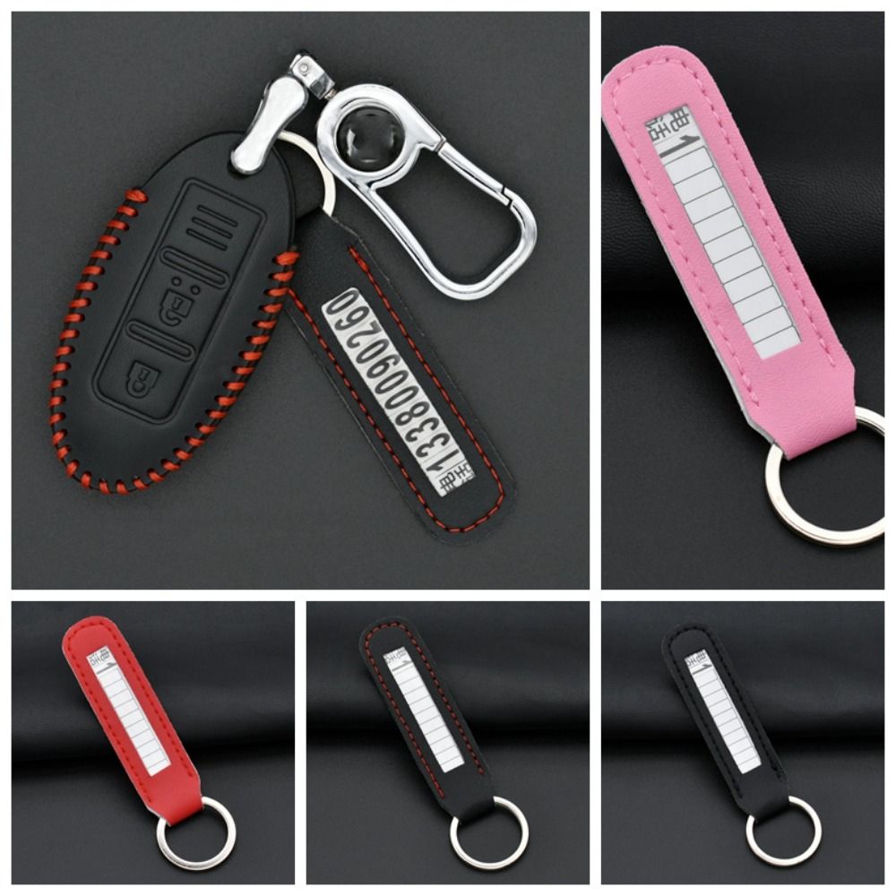 

Leather Phone Number Card Keyring Phone Number Plate Anti-Lost Number Plate Pendant Key Chain Gift