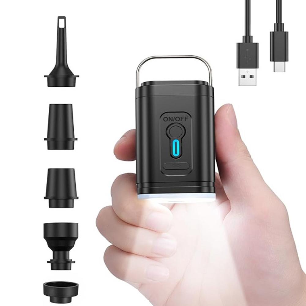 Cordless Air Pump Portable Electric Air Compressor Inflation & Deflation Pump with 5 Nozzles LED