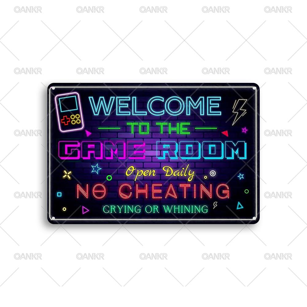 Vintage Game Poster Metal Tin Sign Welcome To The Game Room Metal Signs for Club Gamer Room Art Decor Plaque Accessories 20x30cm