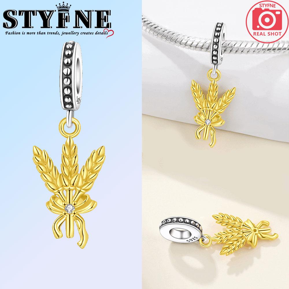 

Медные полые листья клена и фиолетовые колосья пшеницы шармы бусины подвеска для оригинального браслета женские украшения для девушки