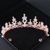 Rose Gold Crystal Bridal Tiaras and Crowns for Women Bride Rhinestone Prom Diadem Headband Bridal Wedding Hair Accessories Crown