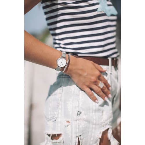 [Official Shop/2-Year Warranty/Authentic Import] Daniel Wellington DW Women's Petite Sterling Watch, 28mm, Stylish Mesh Watch, Perfect Gift for Her, S