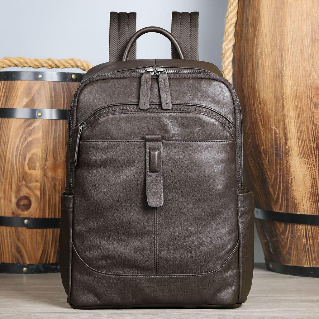 Herrenrucksack aus echtem Leder: Leichte, geräumige, Business Casual Computertasche