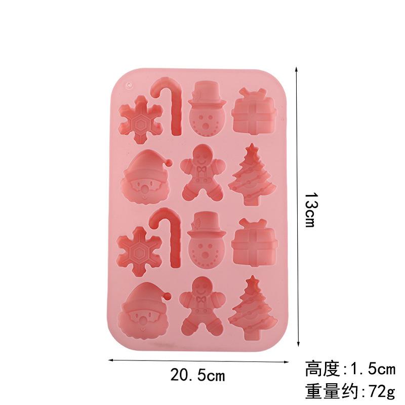 

1 шт. 14 отверстий Рождественские силиконовые формы для шоколада, конфет, выпечки, форма в виде снежинки, снеговика, рождественской елки, пряничного человечка, Санта-Клауса