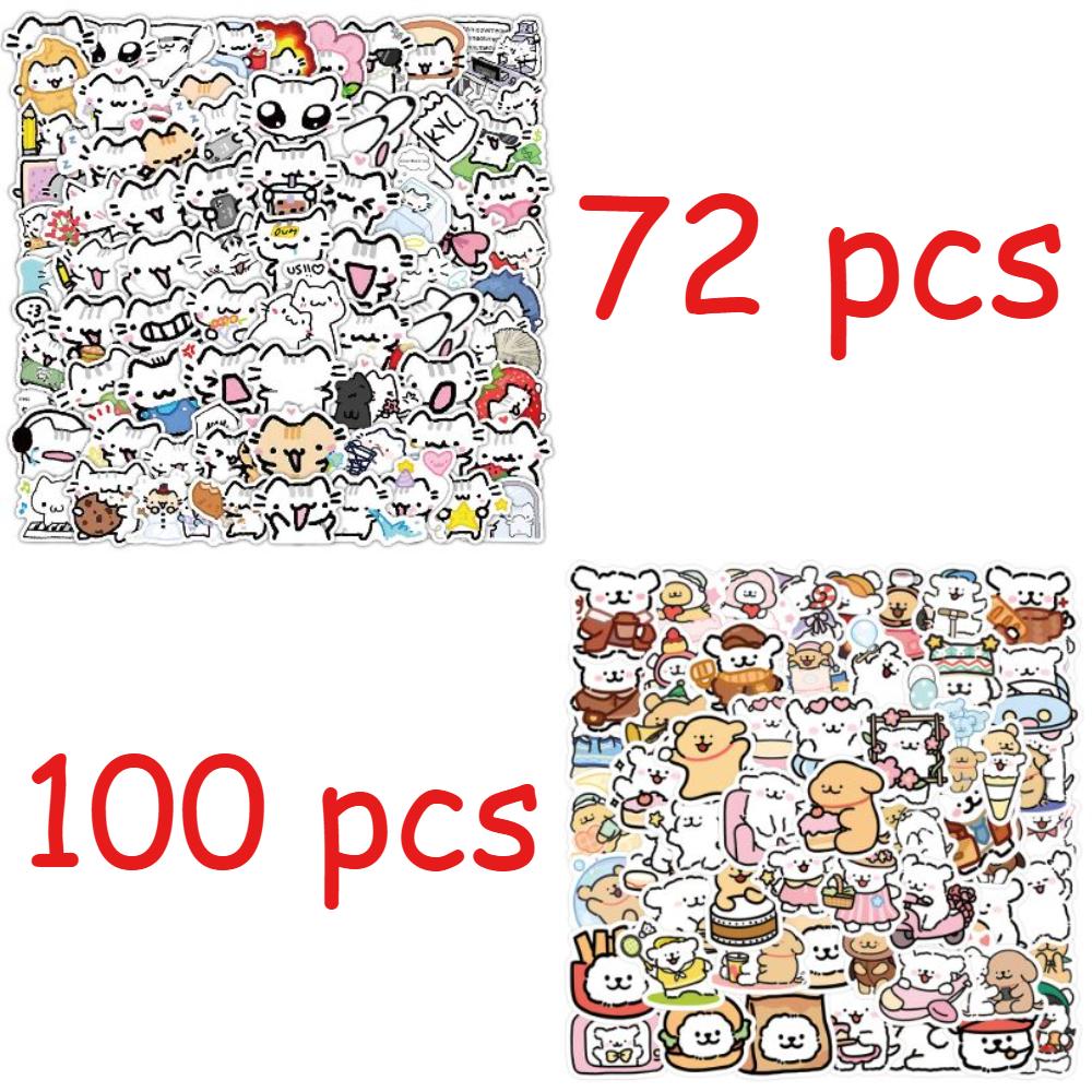72 pcs Creative Adorable Line Art Kitten DIY Sticker Materials for Kids Perfect as Children's Holiday Gifts Durable