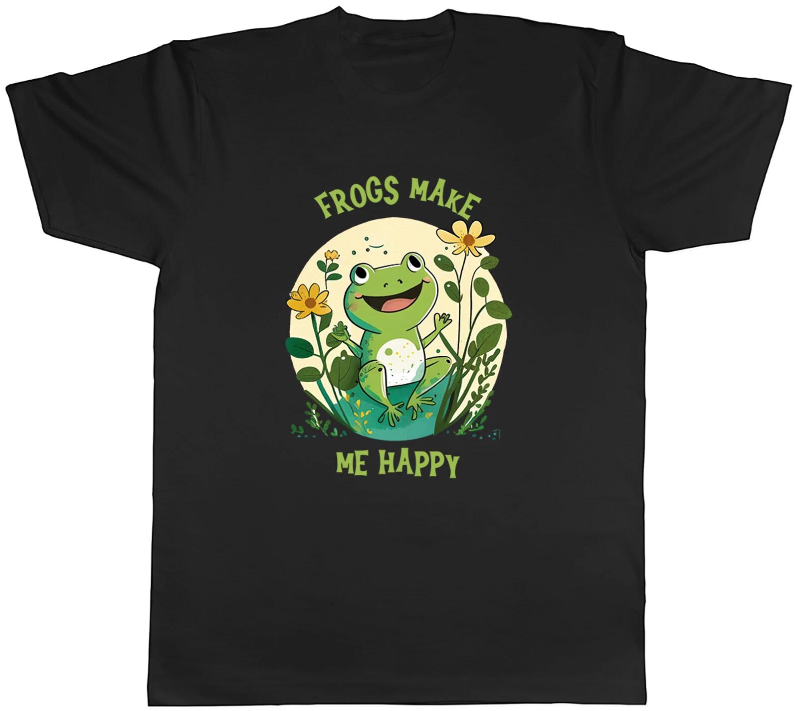 Frogs make me Happy Mens T-Shirt Pet Toad Amphibian Lover Tee Gift XXXXL
