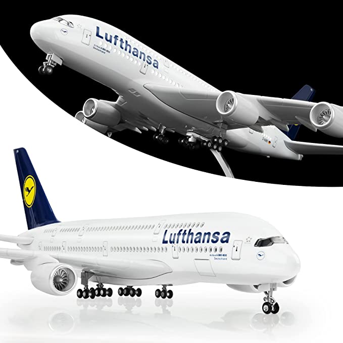 1/160 Scale 50.5CM Airplane Airbus A380 Air France Airline Model W LED Light & Wheel Diecast Plastic Resin Plane For Collection