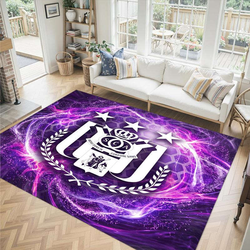 Anderlecht FC Design Crystal Velvet Carpet Cozy Non?Slip Printed Rug For Bedroom Living Room Entrance