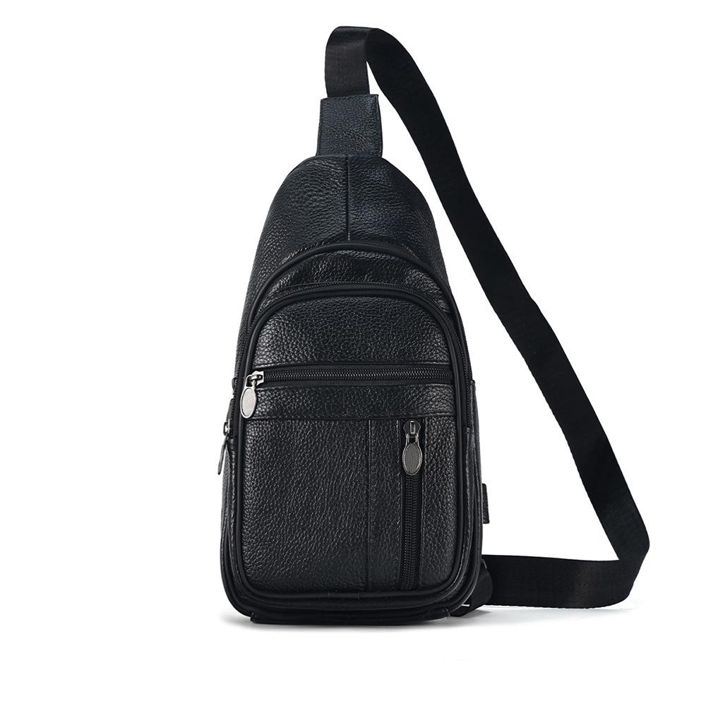 Men S Leather Breast Bag Outdoor Riding Chest Hanging Bag Large Capacity Retro Simple Men S Crossbody Breast Bag