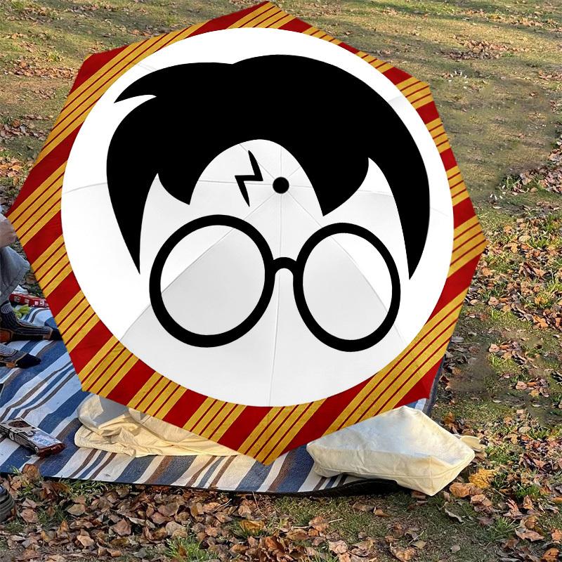 1PC Harry Potter Glasses Umbrella-8-Rib Reinforced, Automatic Open, Lightweight & Durable, Cute Fashion Accessory for Outdoor, D2710