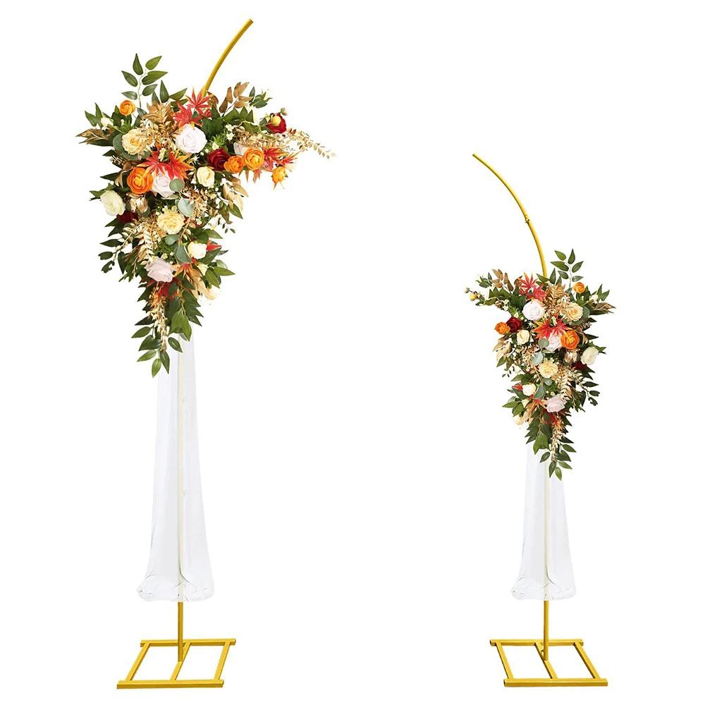 Runtow 2pcs/set Metal Wedding Arch Frame ,Wedding Decorations Balloon Arch Stand , Birthday Party Background Decoration