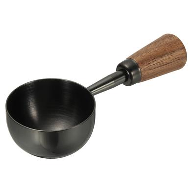 Uxcell Kaffeemesslöffel, 1,4" x 0,8" 30ml Edelstahl Kaffeeschaufel mit Holzgriff für gemahlenen Kaffee oder Tee, Schwarz