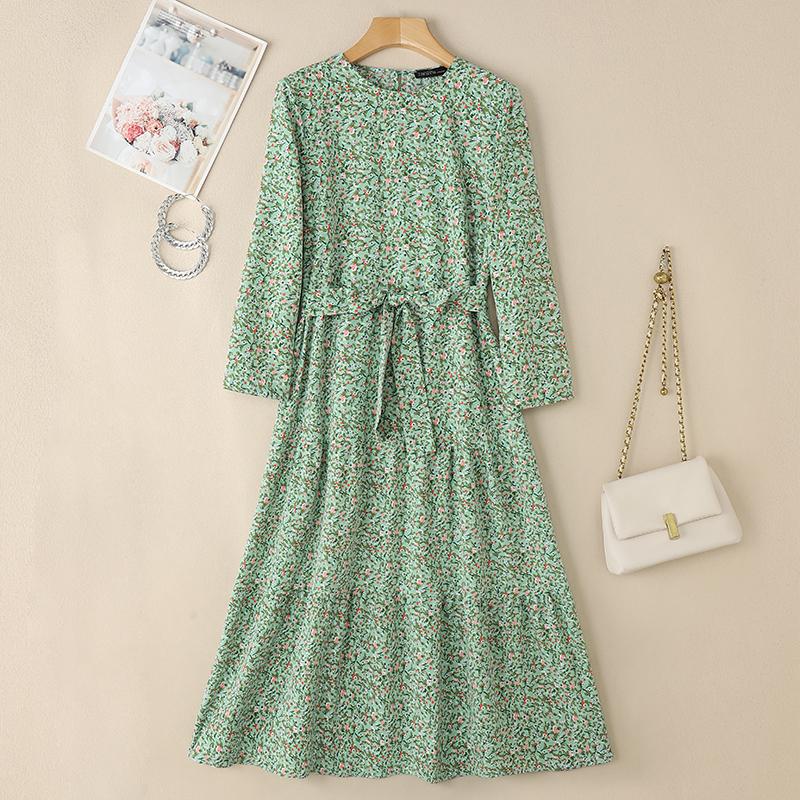 

ZANZEA Женское модное длинное платье трапециевидной формы в горошек с длинными рукавами в стиле ретро 2XL зелёный