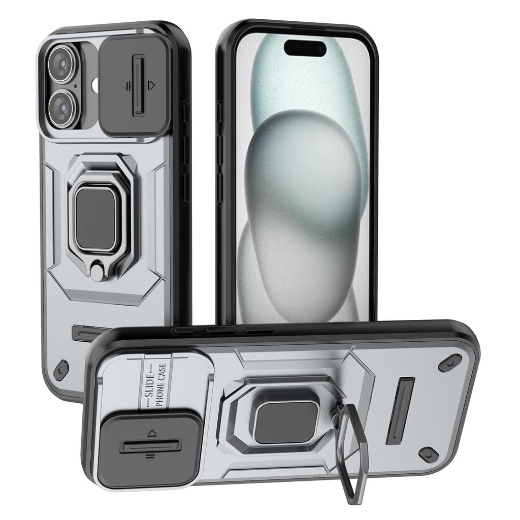 For iPhone 17 Case PC+TPU Kickstand Phone Protector with Lens Cover