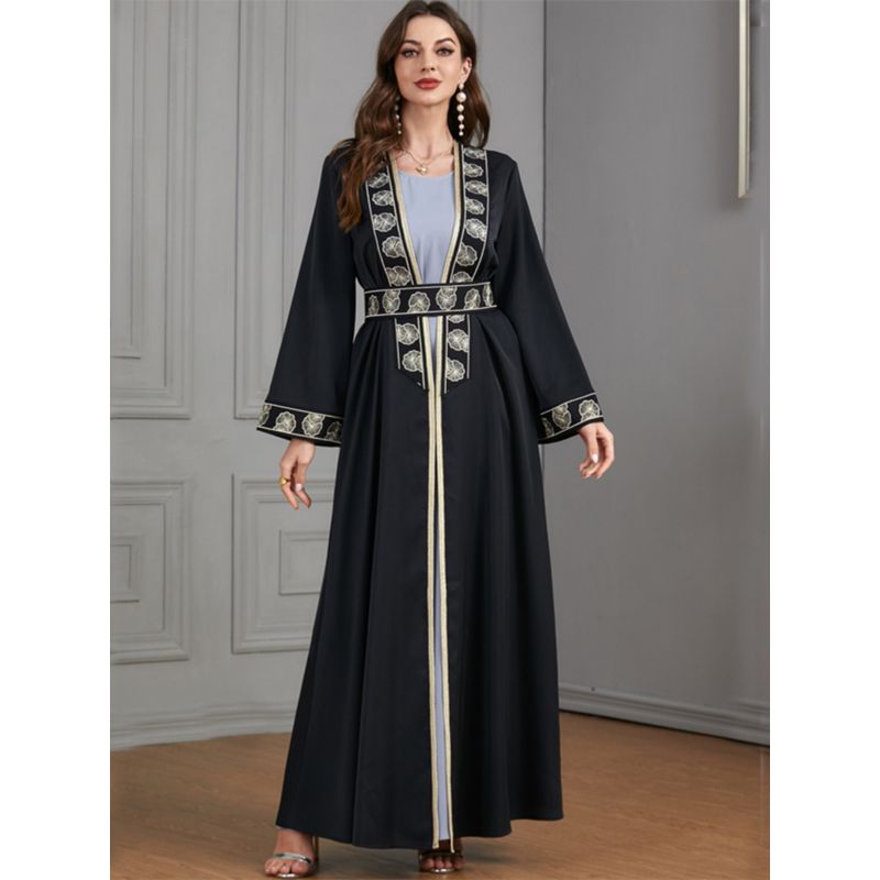 Indonesia Middle East Saudi Decal Cardigan Vest Skirt Set Robe Female Dress Dubai Dress