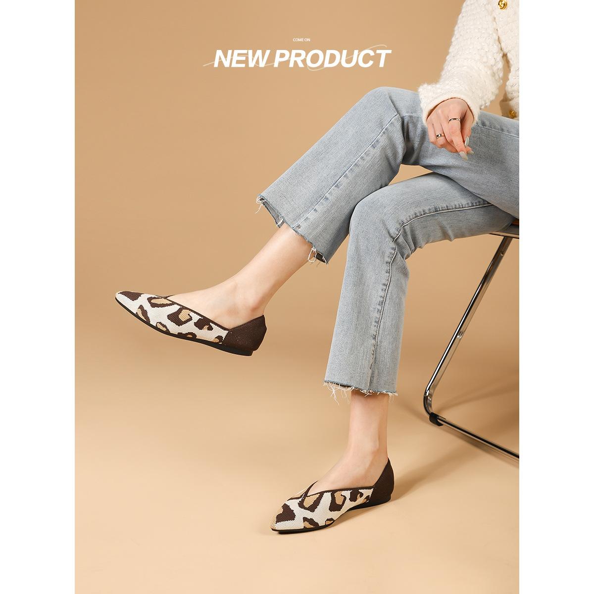 Весна и лето остроносые трикотажные туфли с неглубоким горлом повседневные туфли — фото 10