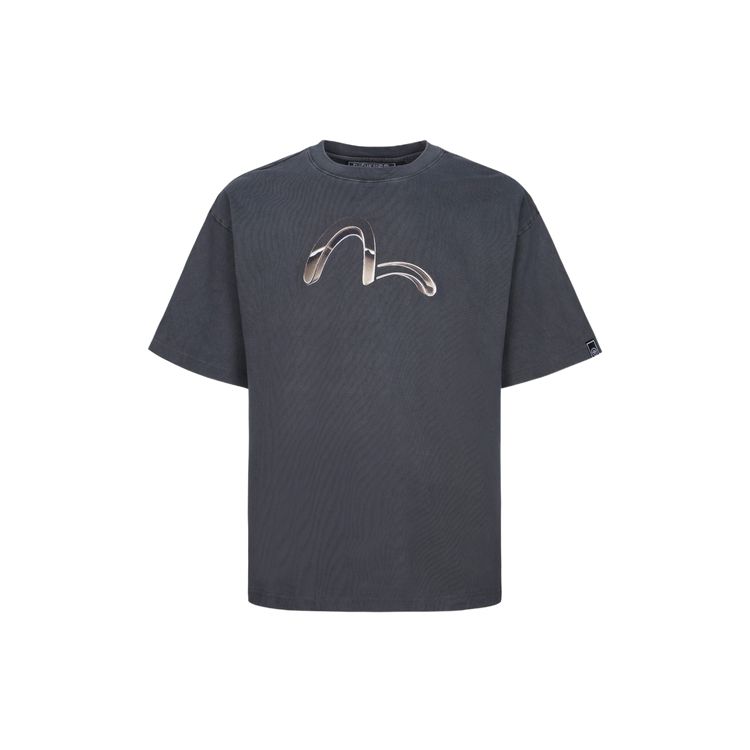 Evisu Aw23 Metallic Logo Print Oversized T-Shirt Men tops Dark-Gray 2EAGNM3TS5186BZCT