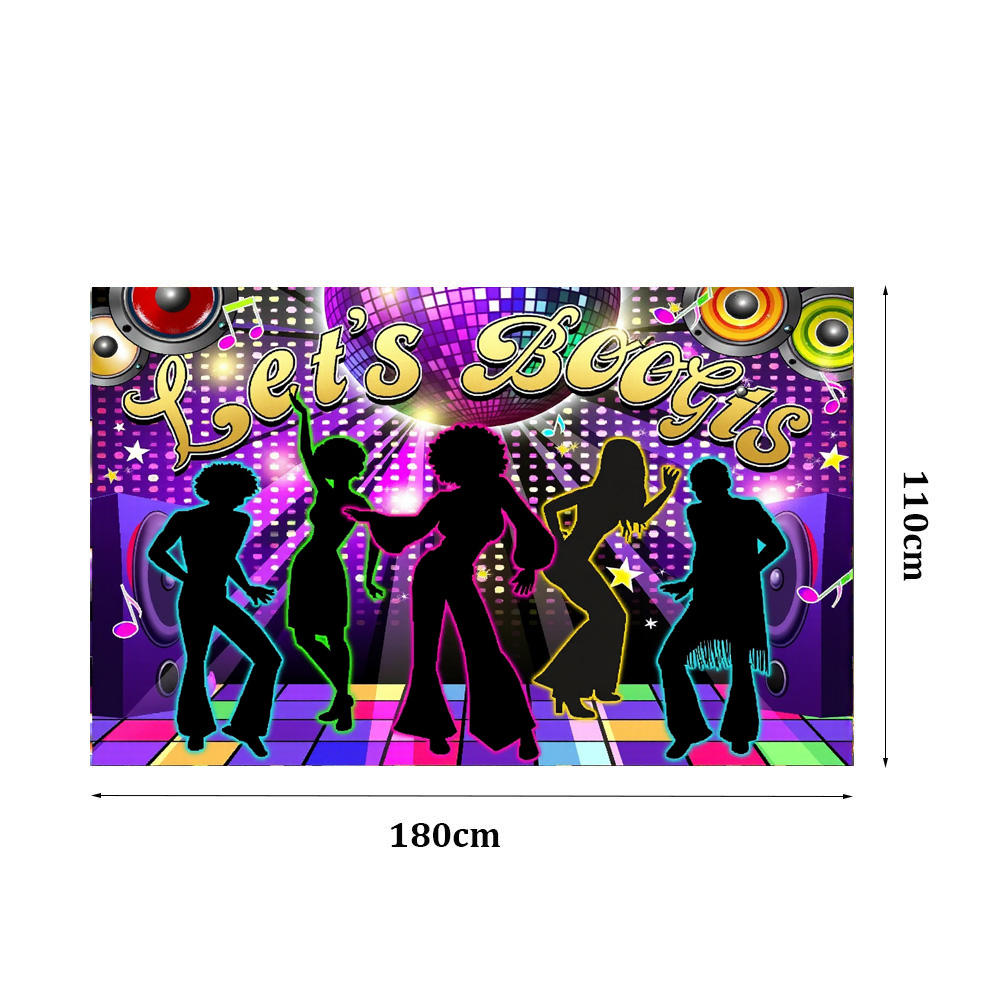Back To 80's Theme Party Decoration 80's Party Banner Music Disco Backdrops Graffiti Neon Glow Photography Backgrounds Decor