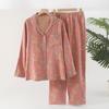 Cotton Winter Women Pajamas Long Sleeved Pants Women's Pajamas Suit Two Piece Set  Home Clothes Flower Jacquard Sleepwear