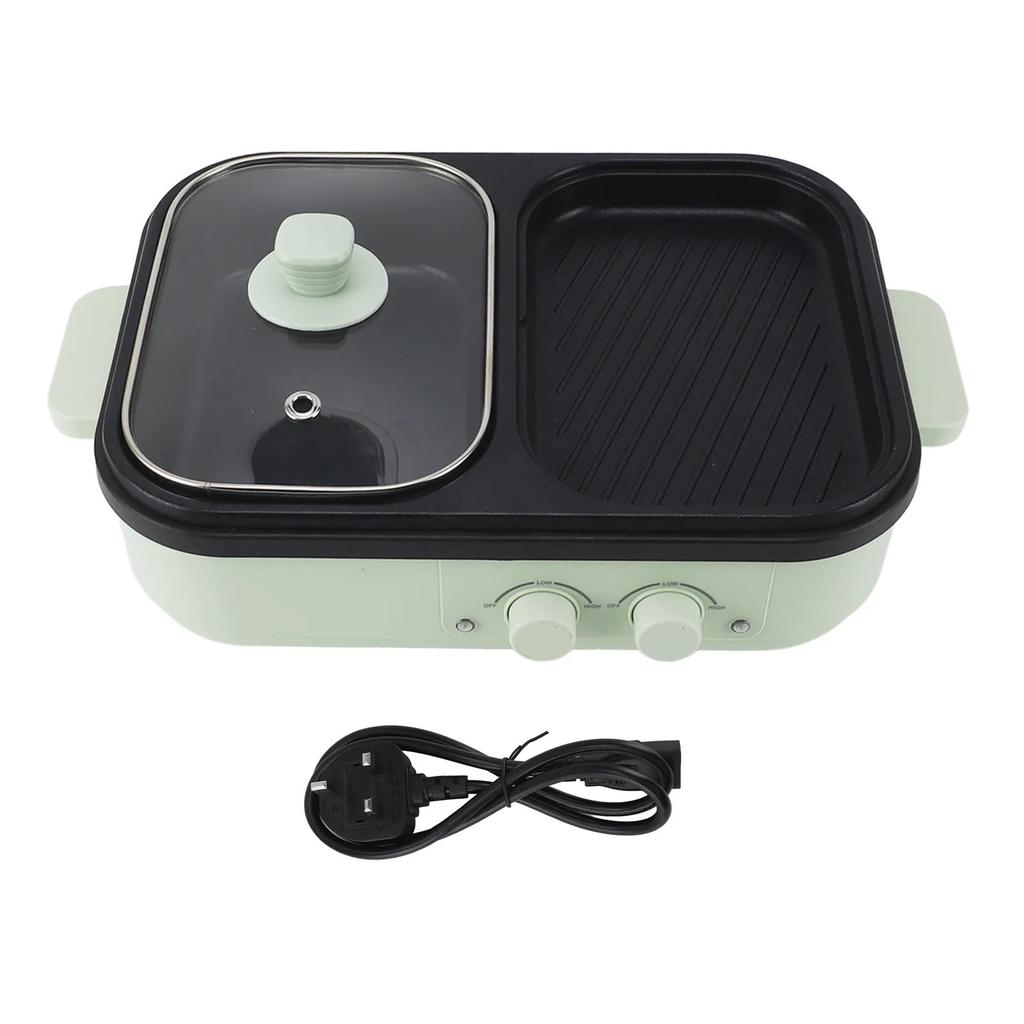 Dual Use Electric Cooker Electric Fry Pot Energy Saving Uniform Heating Easy Cleaning 1300W with Lid for Indoor Outdoor Cooking