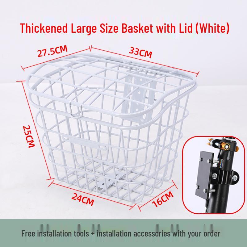 Universal Folding Front Bike Basket - Metal Design for Electric Bikes and More