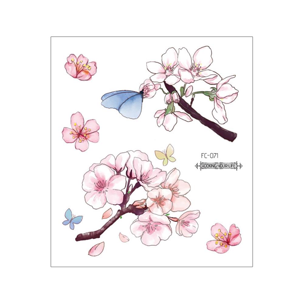 Waterproof Cherry Blossom Tattoo Sticker - Elegant Small Fresh Flower Design for Arm or Collarbone