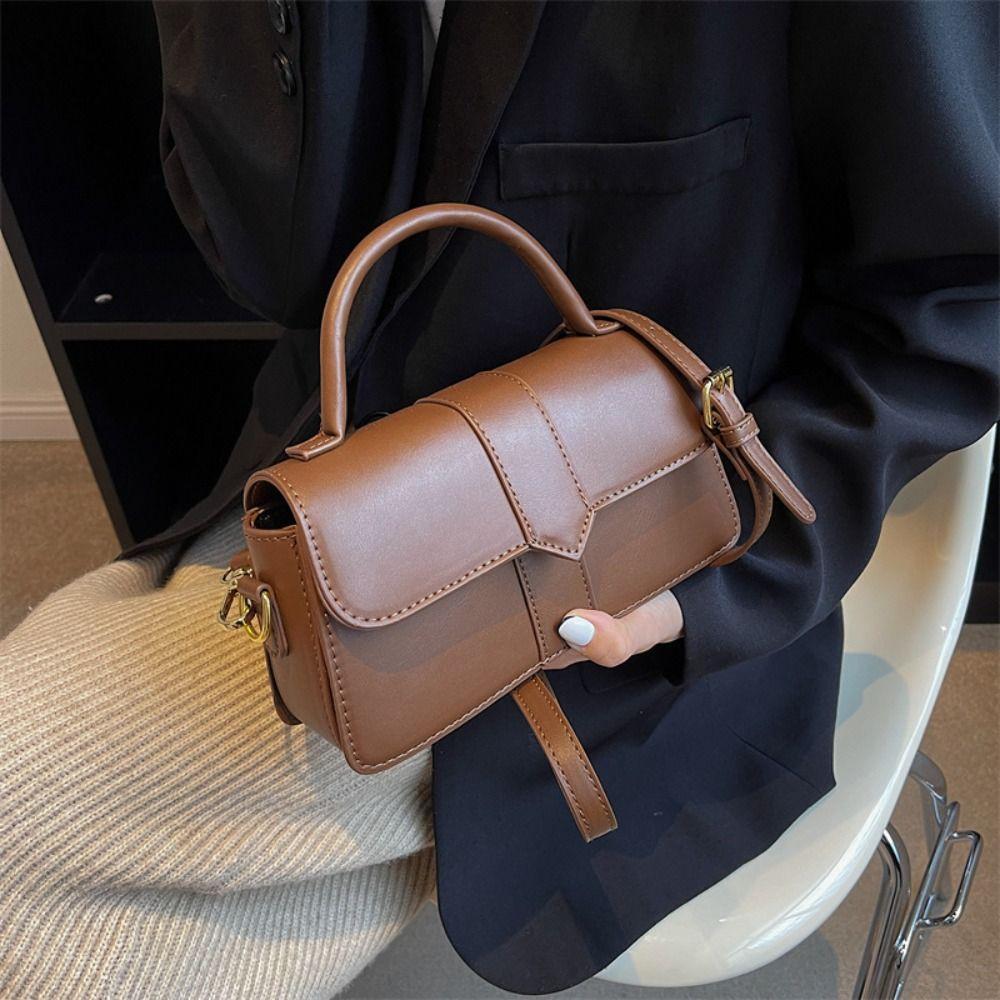 Pu Leather Vintage Underarm Handbag Square Fashion Shoulder Bag  Mobile Phone