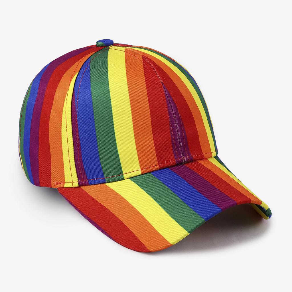 Unisex Rainbow Pattern Baseball Hat With Breathable Twill Fabric For Sun Protection