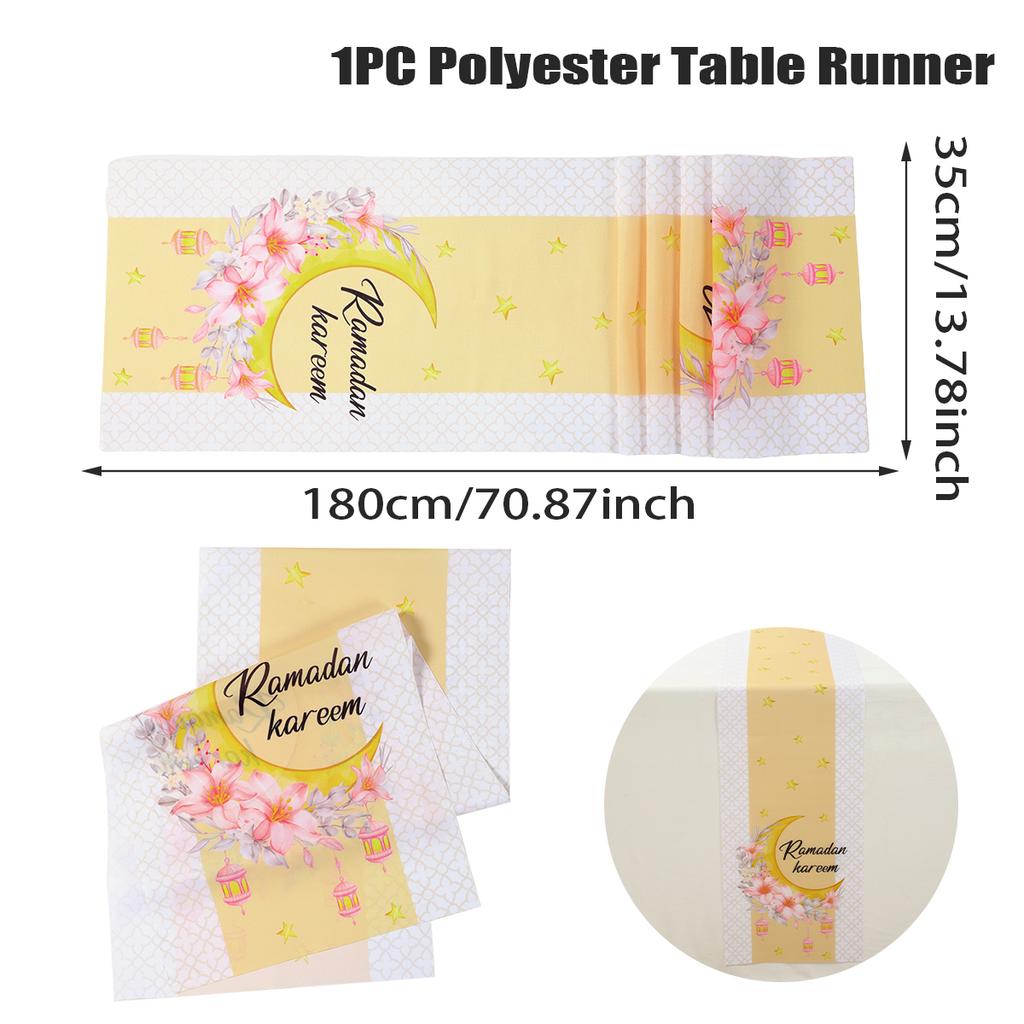 Ramadan Table Runner Eid Mubarak Polyester TableRunner Ramadan Decor for Home 2025 Ramadan Kareem Islamic Muslim Party Supplies