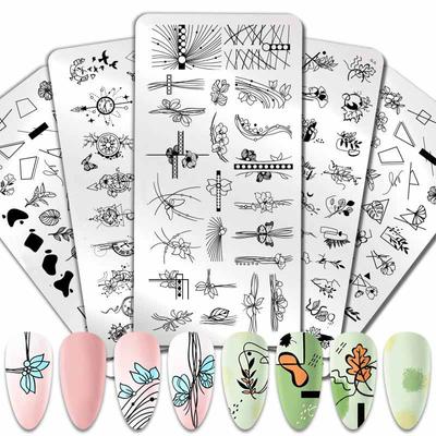 Bokstäver Nagelstämpelplåtar Blommönster Nagelkonststämpel Stencil Nagelkonstverktyg Måla nagel