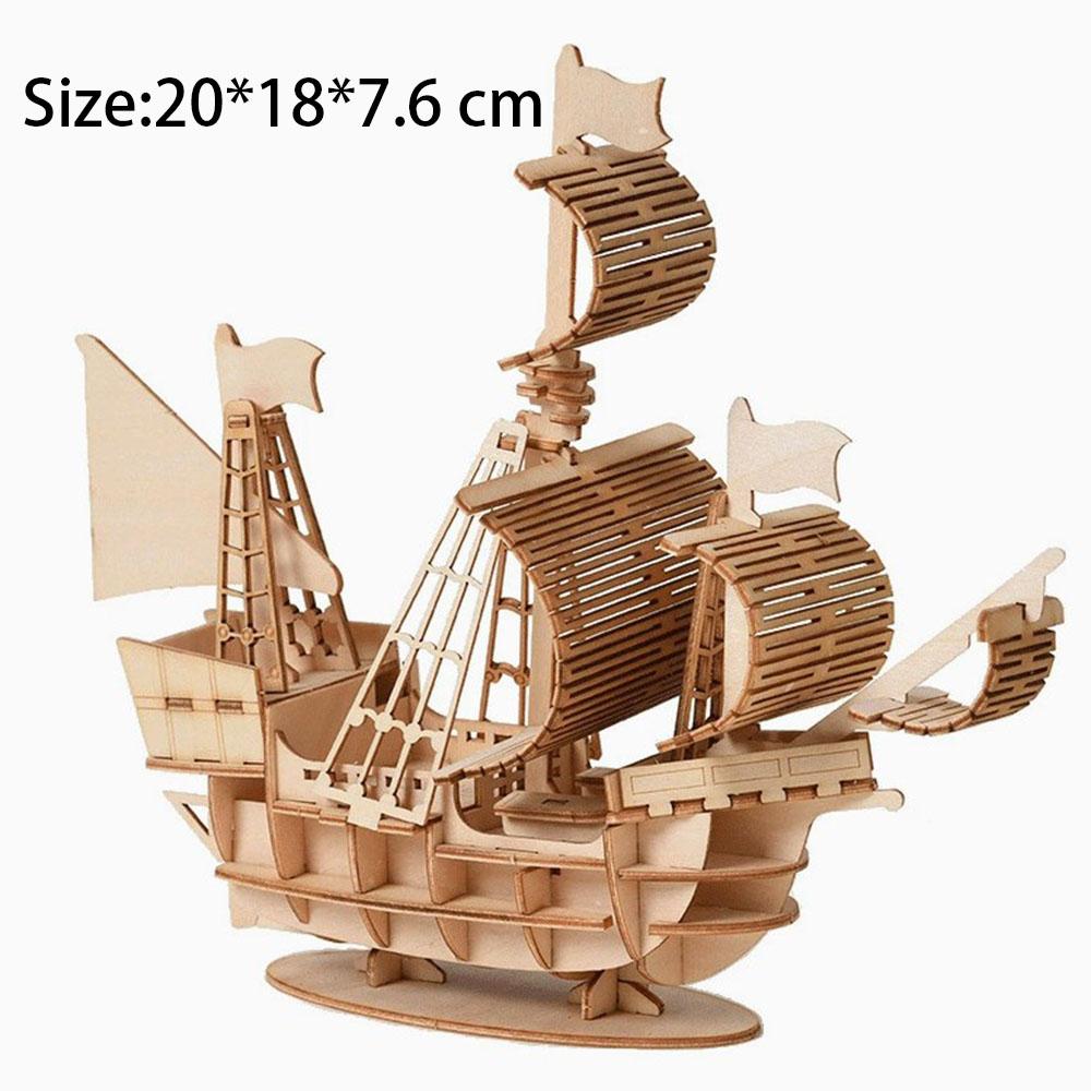 3D Sailboat Plane Wooden Puzzle Assembly Model Puzzle DIY Crafts Building Kit Toys For Birthday Christmas Gifts Home Decoration
